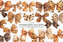 Load image into Gallery viewer, Watercolor Leopard Print Fall Bows Clip Art
