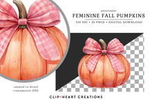 Load image into Gallery viewer, Watercolor Feminine Fall Pumpkins Clip Art
