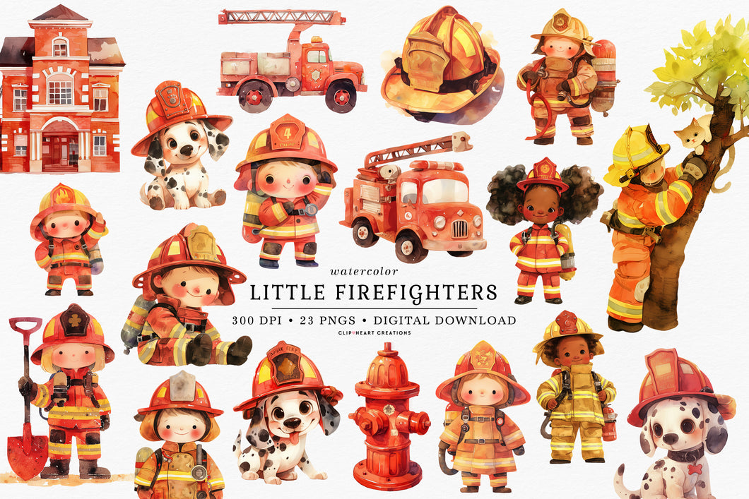 Little Firefighters Clipart Collection