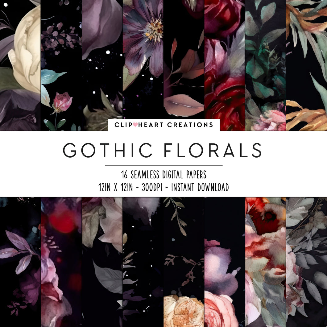 Gothic Florals Digital Papers