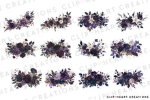 Load image into Gallery viewer, Watercolor Gothic Florals Clip Art
