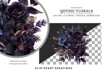 Load image into Gallery viewer, Watercolor Gothic Florals Clip Art
