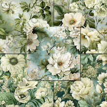 Load image into Gallery viewer, Green Floral Ephemera Seamless Digital Papers
