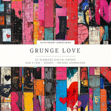 Load image into Gallery viewer, Grunge Love Digital Paper Pack
