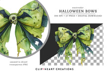 Load image into Gallery viewer, Watercolor Halloween Bows Clip Art
