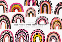 Load image into Gallery viewer, Watercolor Hot Pink Leopard Print Rainbows
