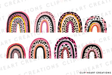 Load image into Gallery viewer, Watercolor Hot Pink Leopard Print Rainbows
