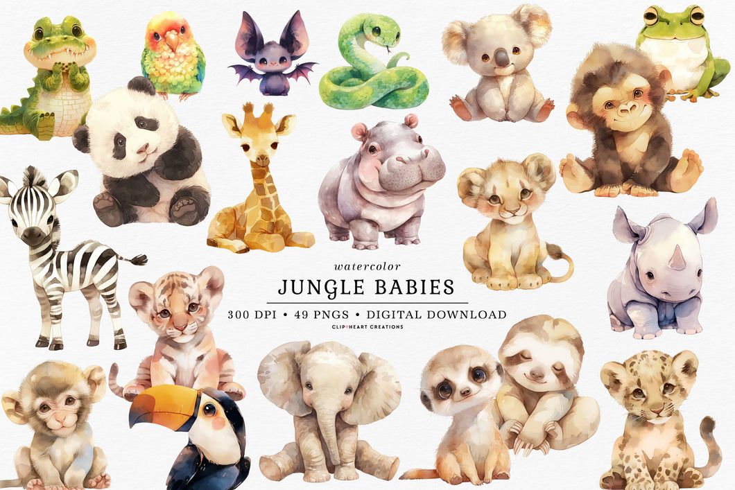 Jungle Babies Clipart Collection