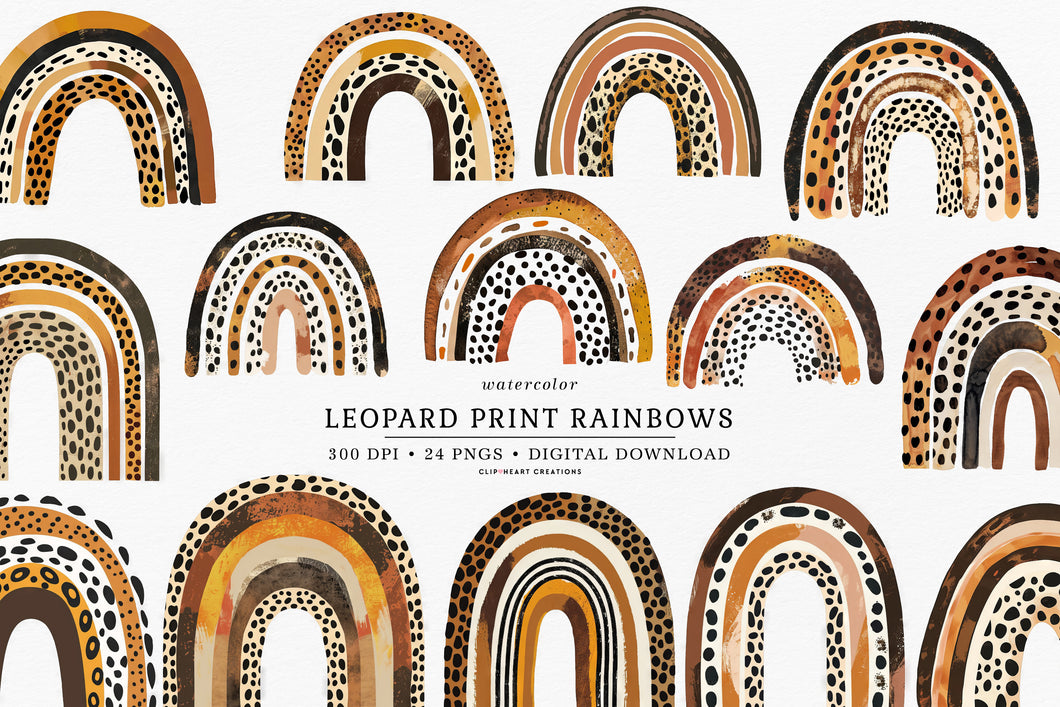 Watercolor Leopard Print Rainbows