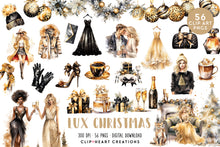 Load image into Gallery viewer, Lux Christmas Watercolor Clipart Set
