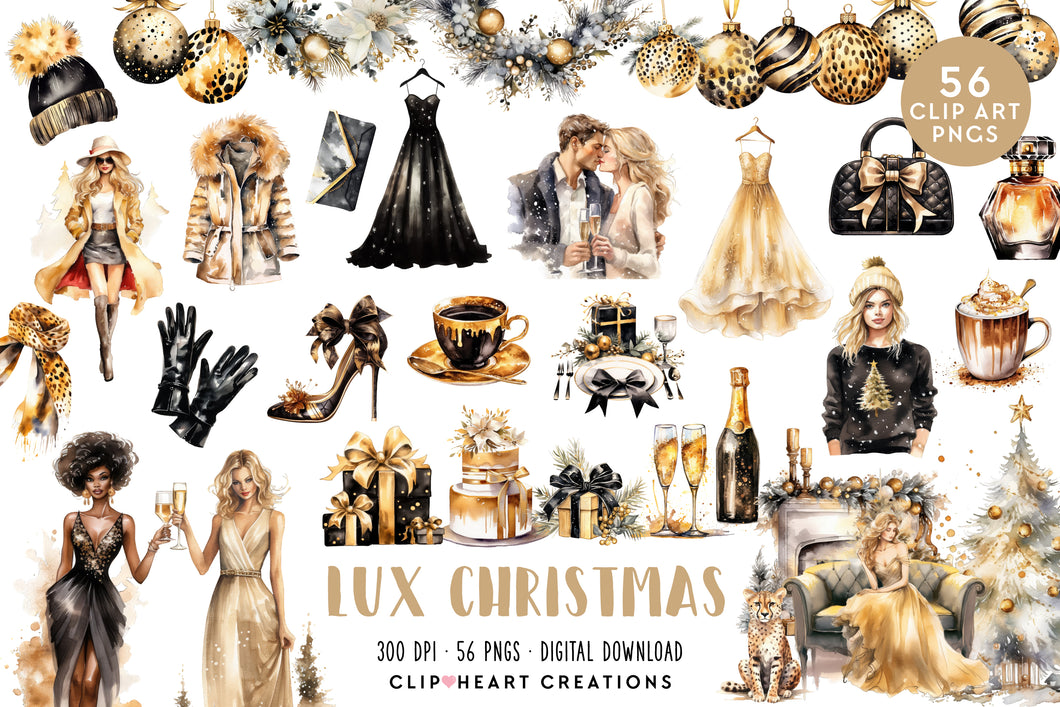 Lux Christmas Watercolor Clipart Set