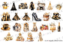 Load image into Gallery viewer, Lux Christmas Watercolor Clipart Set
