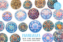 Load image into Gallery viewer, Mandalas Watercolor Clipart Set
