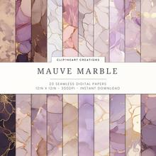 Load image into Gallery viewer, Mauve Marble Digital Papers
