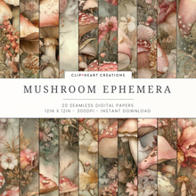 Load image into Gallery viewer, Mushroom Ephemera Digital Paper
