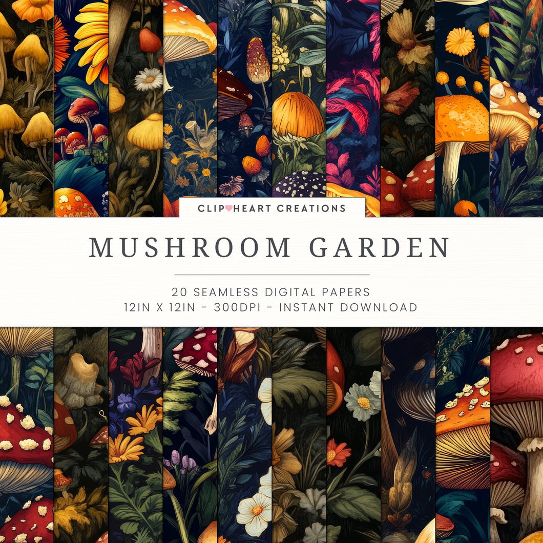 Mushroom Garden Digital Paper