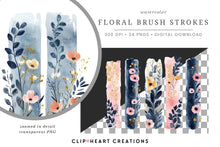 Load image into Gallery viewer, Navy Floral Brush Strokes
