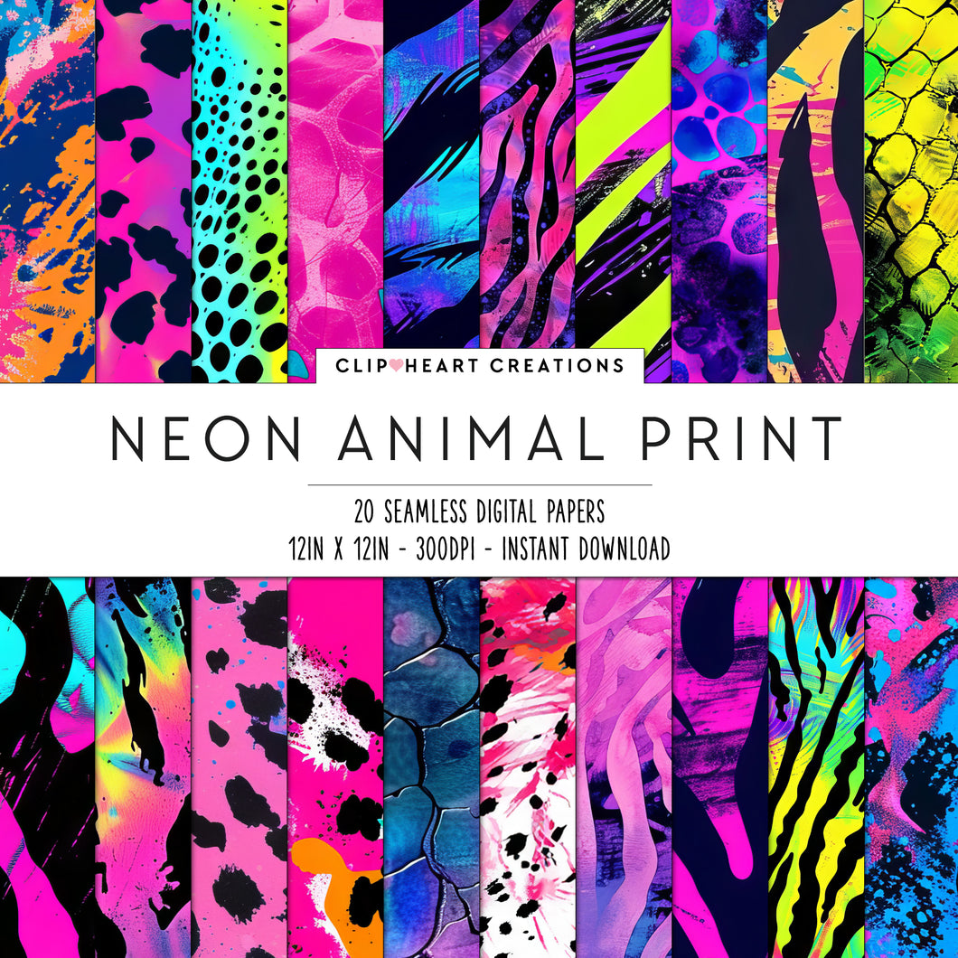 Neon Animal Print Seamless Digital Papers