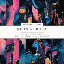 Load image into Gallery viewer, Neon Nebula Digital Papers
