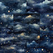 Load image into Gallery viewer, Night Sky Navy &amp; Gold Digital Papers
