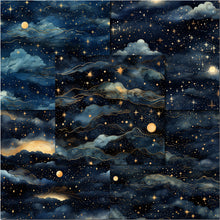 Load image into Gallery viewer, Night Sky Navy &amp; Gold Digital Papers
