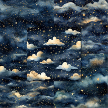 Load image into Gallery viewer, Night Sky Navy &amp; Gold Digital Papers
