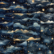 Load image into Gallery viewer, Night Sky Navy &amp; Gold Digital Papers
