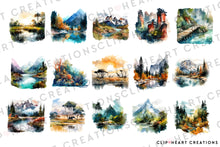 Load image into Gallery viewer, National Parks Watercolor Clipart Set
