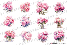 Load image into Gallery viewer, Peonies Watercolor Clipart Set
