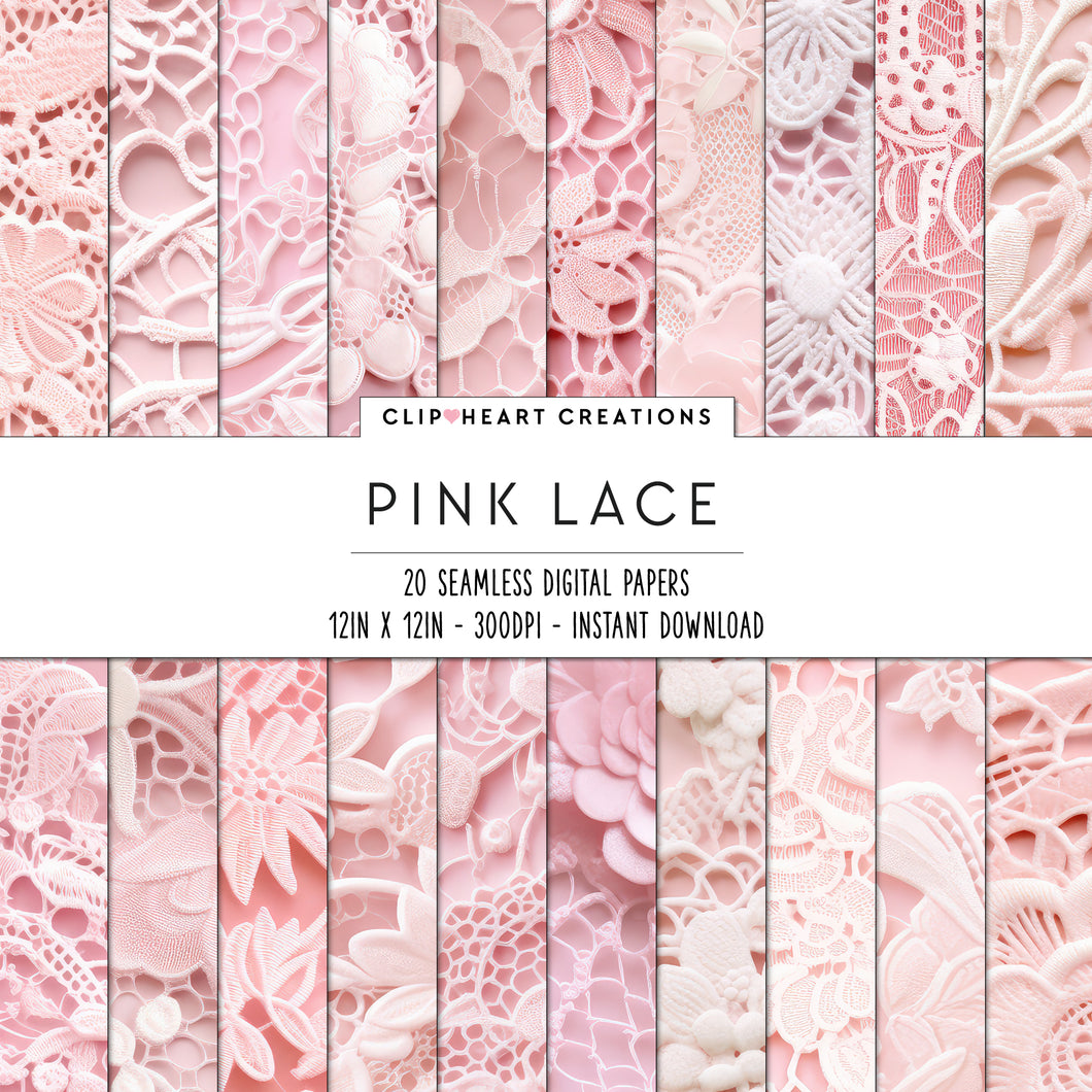 Pink Lace Seamless Digital Papers