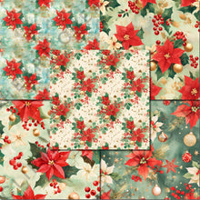 Load image into Gallery viewer, Watercolor Pretty Poinsettia Seamless Digital Papers
