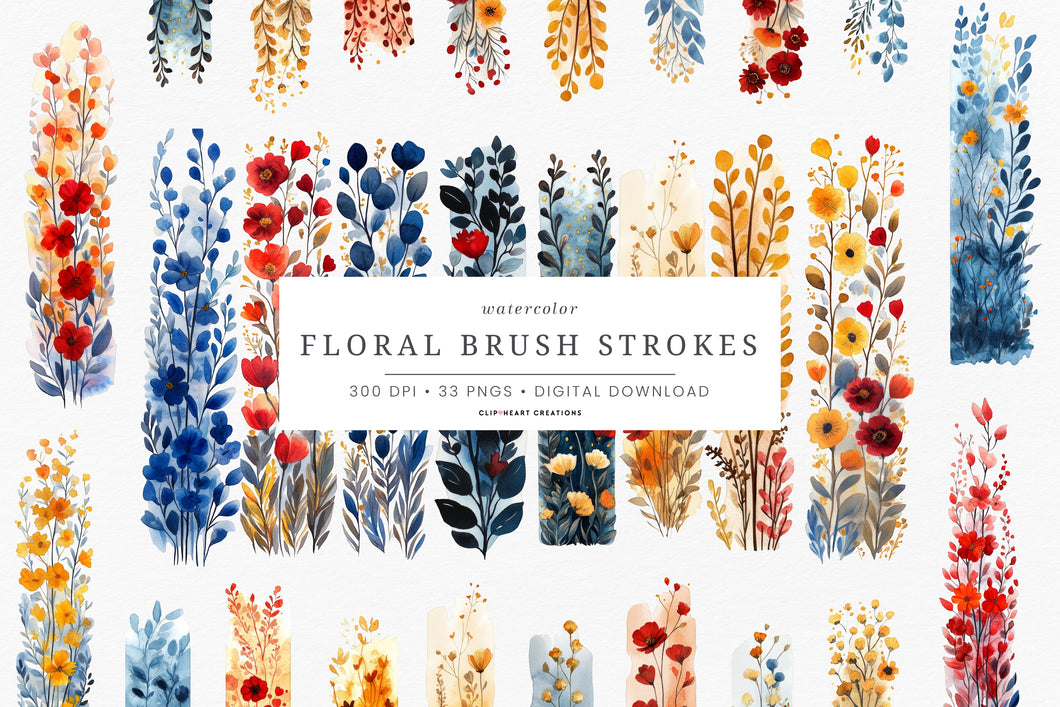 Red and Blue Floral Brush Strokes