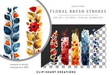 Load image into Gallery viewer, Red and Blue Floral Brush Strokes
