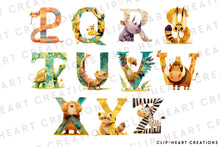 Load image into Gallery viewer, Safari Animal Alphabet Clipart
