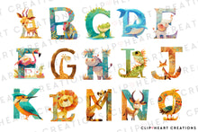 Load image into Gallery viewer, Safari Animal Alphabet Clipart
