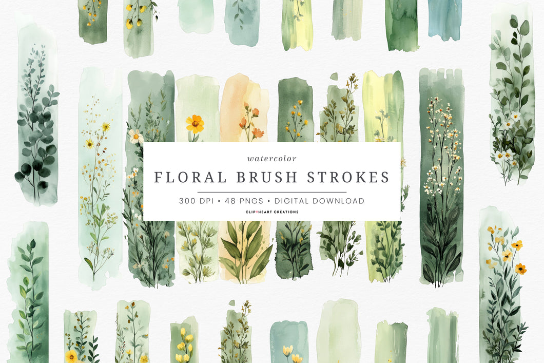 Green Floral Brush Strokes