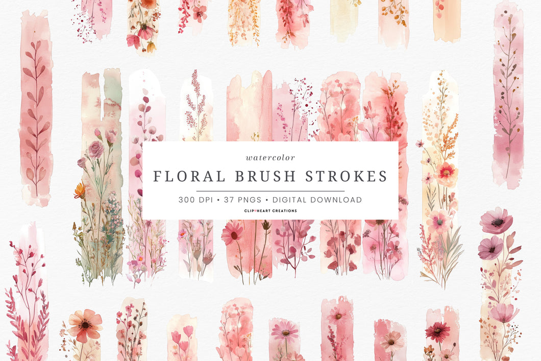 Soft Pink Floral Brush Strokes