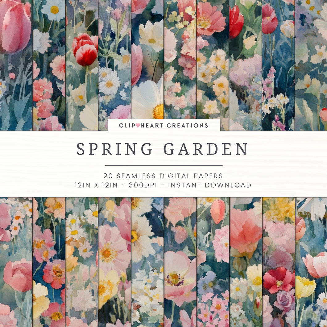 Spring Garden Floral Digital Paper Pack
