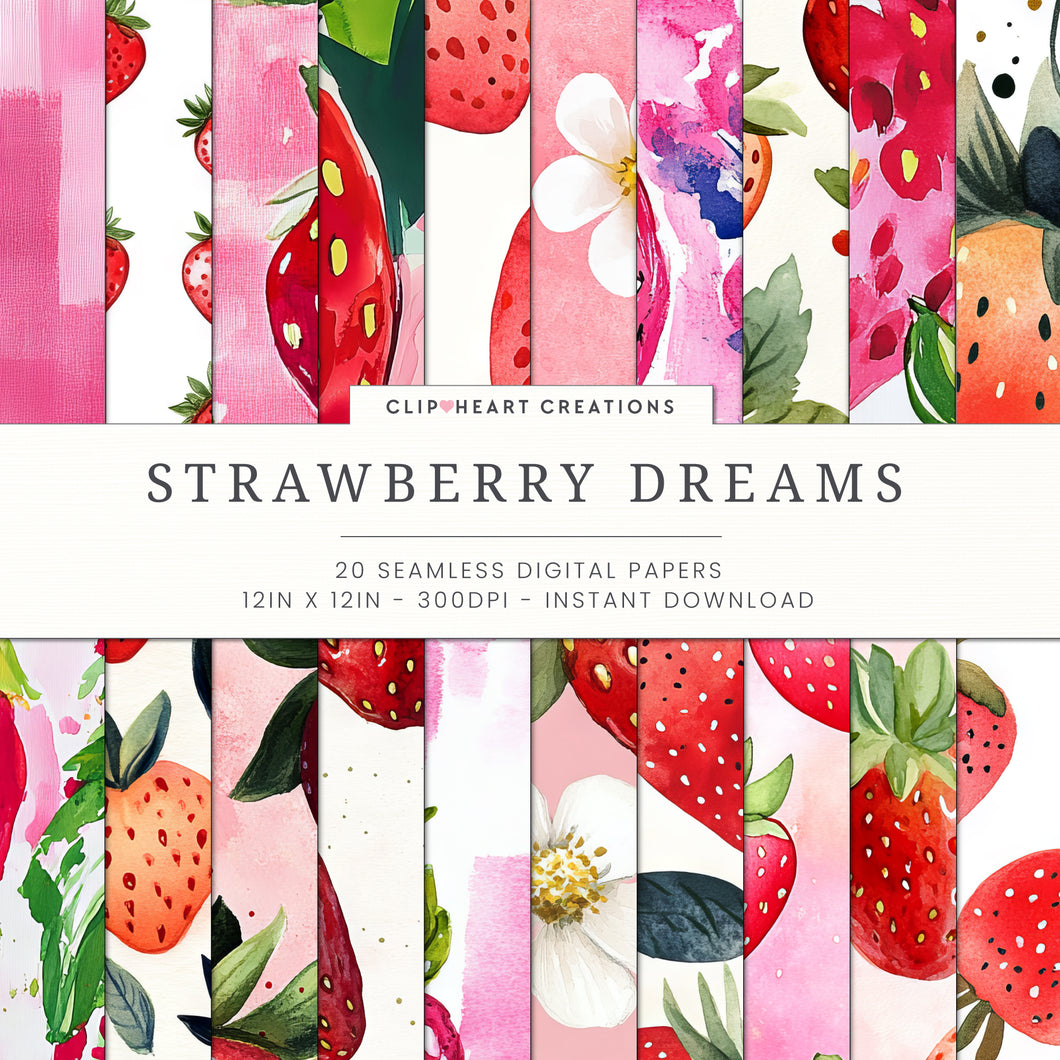 Strawberry Dreams  Digital Paper Pack