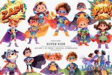 Load image into Gallery viewer, Watercolor Super Kids Clip Art
