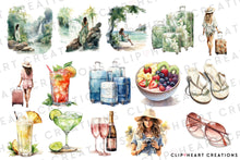 Load image into Gallery viewer, Watercolor Tropical Island Clip Art
