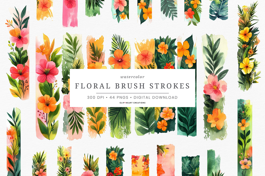 Tropical Floral Brush Strokes