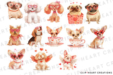 Load image into Gallery viewer, Valentine&#39;s Dogs Clipart
