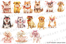 Load image into Gallery viewer, Valentine&#39;s Dogs Clipart
