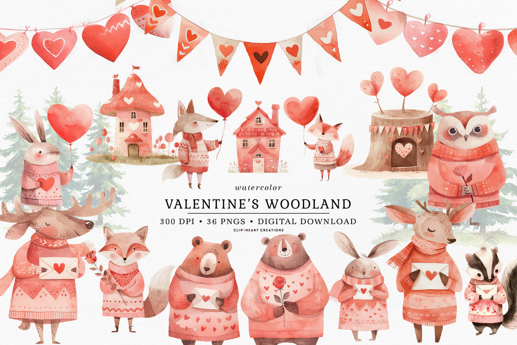 Woodland Valentine Clip Art