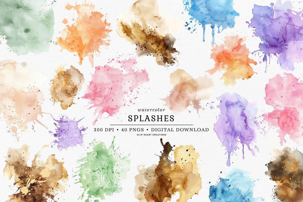 Watercolor Splashes Clipart Collection