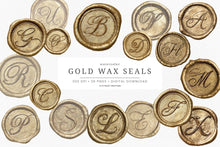 Load image into Gallery viewer, Gold Wax Seal Alphabet Clipart
