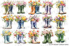 Load image into Gallery viewer, Spring Wellies Clipart Collection
