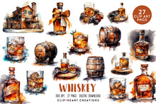 Load image into Gallery viewer, Whiskey Watercolor Clipart Set
