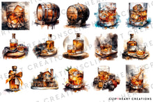 Load image into Gallery viewer, Whiskey Watercolor Clipart Set
